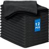 AYESY Panni per la Pulizia in Microfibra, 12 Pezzi Multiuso in Microfibra Panno Stracci Altamente Assorbenti Panno per la Pulizia Senza Striature da Cucina Strofinaccio Riutilizzabile (Nero)
