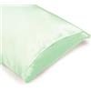 OFFTOPIC Federa 100% Seta Anticrespo e Antirughe - 22 Momme Certificata OekoTex Fodere per Cuscini Letto - Idea Regalo Mamma, Natale - Chiusura Senza Zip per Cuscino 50x75 e 50x80 Verde Menta