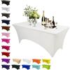 Mienocol Tovaglia in spandex color avorio, 1,8 m, elasticizzata, rettangolare, lavabile, universale, per patio, cucina, eventi, matrimoni, cocktail bar, mostre, banchetti, feste