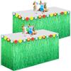 Morcheiong Confezione da 2 gonne da tavolo in erba Luau, 2,9 m x 75,9 cm, decorazione per feste tropicali (verde)