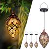 Görvitor Görvitor Lanterna solare per esterni, 4 pezzi, in metallo, per esterni, IP44, impermeabile, orientale, per esterni, da appendere, per decorazione da giardino, terrazza, patio, albero, campeggio, prato