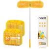 NEWE Duster Piumini Catturapolvere per Swiffer, 20 Piumini e 1 Alluminio Manici Telescopici 167.5 cm, 360 Gradi Cattura e Intrappola Polvere e Sporco con 5X Microfibre