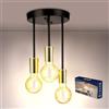 Letlit Lampadari da Soffitto 3 Luci - Oro, E27 Vintage Lampadario Cucina Moderni, Faretti LED Stile Industrial Corridoio a Sospensione, Massimo 60W Lampadario Camera da Letto per Bagno Pranzo Bar