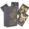 Yedaoiu Mazzo di tarocchi, con guida e scatola, lamina d'oro oro nero 78 carte dei tarocchi, set di giochi di divinazione olografici luminosi, per lettori esperti,Nero