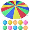 ZGDEIWGF 1 ombrello arcobaleno e 10 palline oceaniche, giocattolo per paracadute per bambini, giocattolo per trampolino, strumento didattico per l'educazione precoce dei bambini