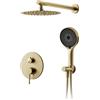 OihPaw Colonna doccia,Sistema doccia con soffione a pioggia 30 x 30 cm,Set di accessori per doccia nascosti in oro spazzolato,Soffione doccia a pioggia regolabile a 360,Soffione doccia con ugello anticalcare