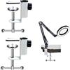 xyuayamz C Morsetto Clamps, Clip a I per Lampade Braccio Lungo da Scrivania e Letto, Morsetti a C, Staffe Sbalzo, Metallo, Basi Bottoni di Fissaggio Sfera (2 Pezzi, Bianco)