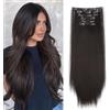Cybelleza Extension Capelli Clip Lisci 65cm 6PCS Clip in Hair Extension per Capelli Sintetici Lunghi Finti Allugamento Effetto Naturale Dritti Full Head Set Posticci per Donna, Marrone scuro