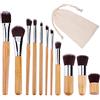 HONGXIN-SHOP Pennello da Trucco di Bambù Set di 11 Pennelli per Trucco per Fondotinta Cipria Ombretto Blush Sopracciglia Viso Contouring Pennelli Make Up Professionali
