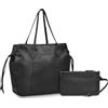 STILORD 'Camelia' 2 Pezzi Set Borsa Donna Grande Pelle con Portafoglio Borse per Donne Shopper Borsetta Cuoio Tote Bag Elegante a Spalla Chic per Ufficio Lavoro Shopping, Colore:nero