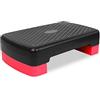 FUNJEPE Stepper aerobico a 2 livelli regolabile in altezza per allenamento e allenamento con 2 alzate regolabili da 10 a 15 cm (rosso)