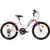 Tecnobike Shop Bici per Bambina Bicicletta Mountain Bike Dino Bikes Aurelia MTB 420 Taglia 20 Pollici Cambio 6v (Bianco)