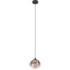 EGLO Lampada a sospensione Ariscani 1, lampada a sospensione a 1 luce, tavolo da pranzo, lampada a sospensione in metallo nero e vetro in rame, attacco E27, Ø 42,5 cm