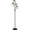 Eglo Lampada a stelo Townshend 5, lampada a stelo in design industrial vintage a due punti luce, piantana retrò in acciaio, nero, marrone, E27, incl interruttore, certificazione FSC