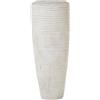 DRW Vaso da pavimento in ceramica beige sabbia ondulata 35x35x80cm