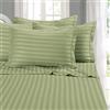 Elegant Comfort Set di 4 lenzuola morbide e accoglienti, microfibra di qualità alberghiera 1500 fili, lussuoso, resistente alle pieghe, motivo a righe damascate, doppio, salvia/verde