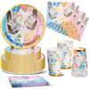 Nkaiso Gender Reveal Party Piatti, 96Pezzi Elefante Baby Shower Stoviglie per Feste, Gender Reveal Supplies per Piatti Bicchieri Tovaglioli Feste Compleanno Decorazioni -24 Ospiti
