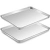 Fire More 2 Pezzi Teglia Forno Rettangolare(26,5x20,5x2,5cm),Teglia Antiaderente Sano e Durevole,Vassoio Rettangolare per Pane, Biscotti, Pizza e Torte,ecc