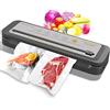 MEGAWISE Macchina Sottovuoto MEGAWISE - Aspirazione 80kPa, Sigillatrice Compatta con Taglierina Integrata e Funzione One-Touch - Include Tubo e 10 Sacchetti - Per Alimenti Secchi e Umidi (grigio argento)