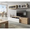CAESAROO Parete attrezzata Porta TV 200 cm Nova Bianco Lucido e Rovere Canadese - Bianco Lucido/Rovere Canadian