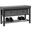 DuneDesign Panca Scarpiera da Ingresso - 81x32x50 Organizer Porta Scarpe con 2 Cassetti - Cassapanca Scarpe Salvaspazio - Portascarpe con Panchetta e Cesti Poggiascarpe Corridoio Camera da Letto Bagno