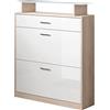 MB Muebles Bonitos, Scarpiera Ingresso Paola, LED, Melamina, Sonoma e Bianco, 89x105x24cm