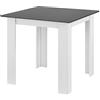[en.casa] Tavolo da Pranzo con Piano Quadrato e Gambe a Forma di L 80 x 80 x 76cm Tavolo da Cucina in Design Moderno - Bianco/Grigio Scuro