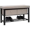 DuneDesign Panca Scarpiera da Ingresso - 81x32x50 Organizer Porta Scarpe con 2 Cassetti - Cassapanca Scarpe Salvaspazio - Portascarpe con Panchetta e Cesti Poggiascarpe Corridoio Camera da Letto Bagno