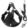 WhizNook Pettorina Cane con Cintura Sicurezza Cani Auto, Rete Morbida e Traspirante Cintura Di Sicurezza per Cani Auto, Regolabile Cintura Cane Auto 53 cm - 74 cm, da Fissare al Sedile Dell'Auto (Nero, S)
