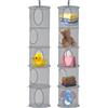 LZYDKH 2 Pezzi Rete Portaoggetti da Appendere, 5 Livelli Organizer da Appendere Pieghevole Portatutto Risparmiare Spazio Porta Oggetti per Piccoli Vestiti Bagno Balcone(Grigio)