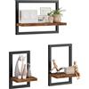 IBUYKE Floating Shelf Wall,Set of 3 Wall Shelves,Hanging Shelves for Wall Storage,Display Racks,Square Bookcase for Living Room, Office, Bedroom, Bathroom, Kitchen,Brown TFS001H