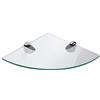 BSM Marketing Mensole angolari in vetro temperato, per bagno, camera da letto, cucina, ufficio, con grandi supporti cromati per mensole, colore nero, bianco o trasparente, 250 mm, spessore 6 mm