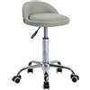 Mingone Sgabello girevole a 360° con schienale basso, in ecopelle φ36,5 cm, grigio