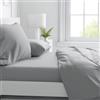 Corredocasa - Completo Lenzuola in Microfibra, Set Letto con Lenzuolo Sotto, Lenzuolo Sopra e Federe in Tinta Unita (Singolo Grigio)