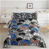 Loussiesd Set di biancheria da letto 135x200cm senza cuciture per videogiochi piumone da gioco grigio per la casa set Trapunta trapuntato 2 pezzi 1 piumino con 1 federa