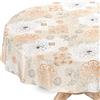 ANRO Tovaglia cerata, lavabile, rotonda, 120 cm, con bordo tagliato, colore beige, facile da pulire