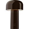 FLOS Bellhop Table Lampada da Tavolo Senza Fili Ricaricabile, Lampada Design da E. Barber e J. Osgerby, Lampada Led Dimmerabile 4 Step, Cavo Micro USB-C, 2.5 W, 100-240/5 V, 125x210 mm, Colore Cioko