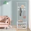 Innotic Appendiabiti, Stand Appendiabiti da terra con Scarpiera 3 in 1, Stabile Appendiabiti Ingresso con 16 Ganci Rimovibile per Ingresso e Camera da letto Salvaspazio (bianco)…