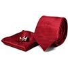 Sweet Leaf Cravatta da uomo, Fazzoletto da Taschino e Gemelli Rosso Scuro - 100% seta - Classico, Elegante e Moderno - (Confezione Regalo, ideale per un matrimonio, con un abito, in ufficio...)