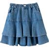 Alunsito Gonna jeans da ragazza a trapezio, casual, mini, a vita alta, a pieghe, con volant, jeans corti, gonne tutù per bambini blu 10-11 anni