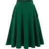 Bbonlinedress Gonna estiva da donna, lunghezza al ginocchio, gonna a piatto, basic, solida, versatile, vintage, retrò, casual, a vita alta, per il tempo libero, verde scuro, M