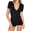 LACOZY Pagliaccetti estivi a maniche corte per le donne sexy con scollo a V tutina pantaloncini tuta Y2k pigiama intero body, Nero , S