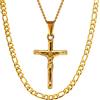 DVRK® Set 2 Collane Uomo Oro 18k con Base in Acciaio Inossidabile 316L - Collana Uomo Oro e Collana Crocifisso Resistente all'Acqua - Catena, Gioelli, Placatto, Regalo
