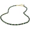 10:10 Collana Uomo Donna Pietre Naturali 4 mm, Regolabile, Acciaio Inox Pvd Oro, Confezione Regalo Inclusa (Malachite - Agata Nera)