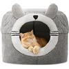 ALLSOPETS Cuccia per Gatti, Graziosa Cuccia per Gatto, Cuccia Calda per Cani 2 in 1, Cuccia Accogliente per Cani di Taglia Piccola, Cuccia per Gatti per Cani per Dormire Megli Rilassarsi, Grigio