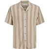 JACK & JONES Jjejeff Stripe Resort SS SN Pls-Maglietta Camicia a Maniche Corte, Crockery, 6XL Uomo