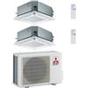 Mitsubishi Electric Condizionatore Climatizzatore Mitsubishi Electric Dual Split Cassetta R-32 60X60 9000+12000 BTU Con MXZ-2F53VF4 Wi-Fi Optional