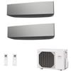 Fujitsu Condizionatore Climatizzatore Fujitsu Dual Split Inverter R32 Serie KE Silver 7000+12000 BTU Con AOYG14KBTA3 Wi-Fi