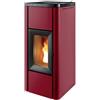 MCZ Stufa a Pellet ad Aria Ventilata MCZ Modello Mida 8 Kw In Acciaio e Ghisa Colore Bordeaux