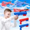 BONHHC Aeroplano Giocattolo Bambini, 2 Pezzi Aereo Polistirolo per Bambini Grande, Aereo Polistirolo con Pistola per All'aperto Interattivi Gioco (Blu)